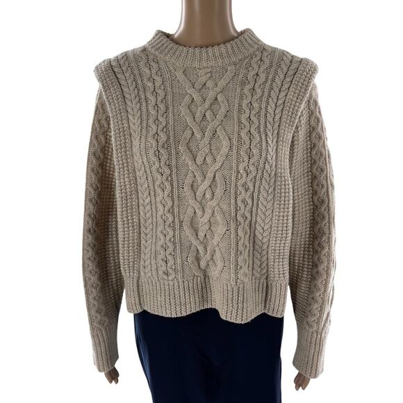 Isabel Marant Étoile Tayle Ecru Cable Knit Wool Pullover Sweater - Picture 4 of 12